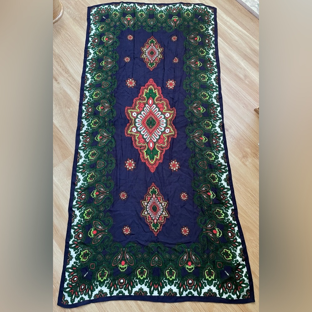 Asos design large soft rectangular scarf blue green pink paisley